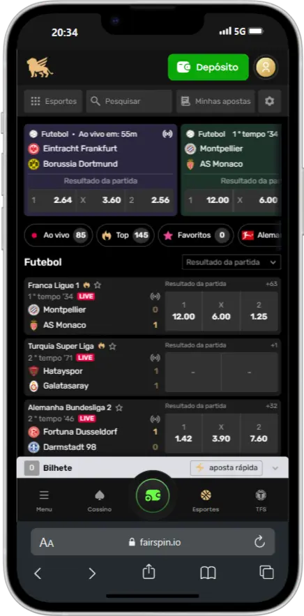 Apostas desportivas na Fairspin